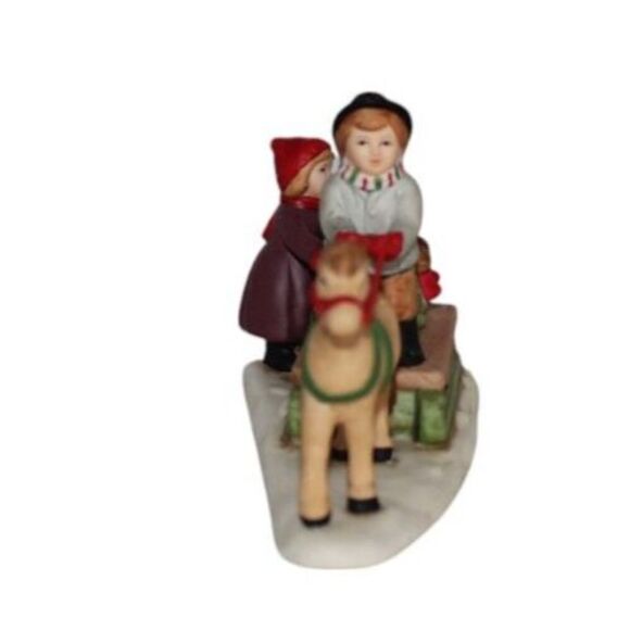 VTG Lefton Colonial Village 1989 Horse Sleigh Ride Children Christmas Tree Rare - Picture 4 of 6